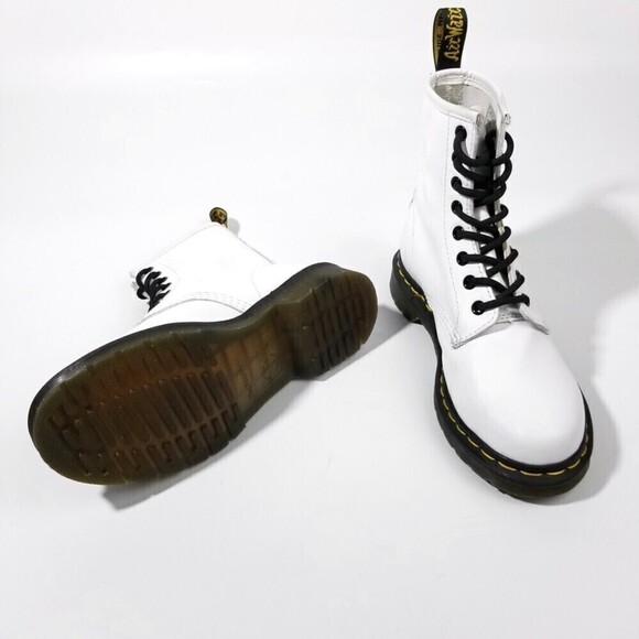 Dr. Martens 1460 Smooth Leather Platform High Top Boots 6 White 90s Grunge Y2k - Picture 8 of 10
